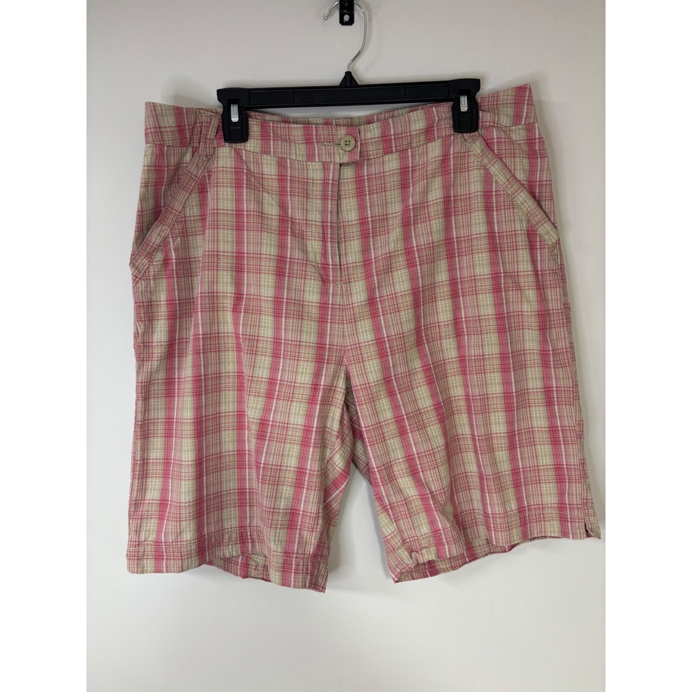 Woolrich Plaid Shorts Casual Walking Everyday Pink Beige Size 14‎